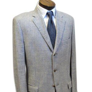 Polo Ralph Lauren 44L Sportcoat Houndstooth Silk Flax Linen Blazer Men’s